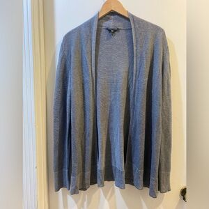 Eileen Fisher XL Tencel Blue and White Lightweight Open Front Cardigan